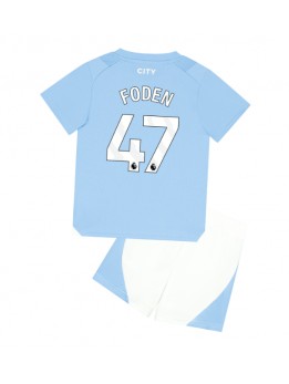 Manchester City Phil Foden #47 Heimtrikotsatz für Kinder 2023-24 Kurzarm (+ Kurze Hosen)